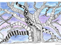 Tree at Twilight - Zentangle Inspired Art