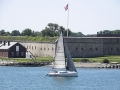 Rhode Island - Sailboat and Fort