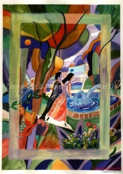 Man and Woman by Fountain