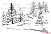 Zentangle Inspired Art - Snowman with Heart