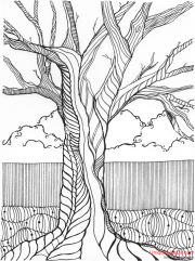Zentangle Inspired Art - Tree with Fence