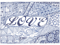 Zentangle Inspired Art - Love in Blue