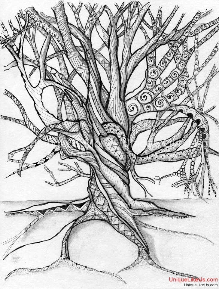 zentangle coloring pages tree paint - photo #21